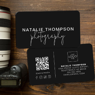 Small Business Cool QR Code With Logo Photography Business Card