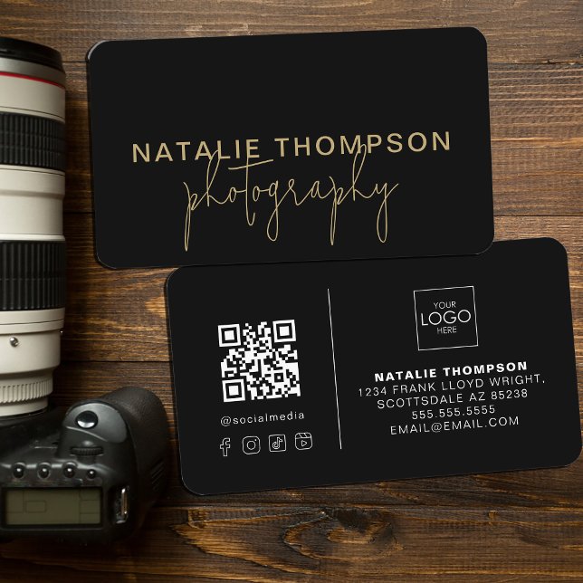 Small Business Cool QR Code With Logo Photography Card (Creator Uploaded)