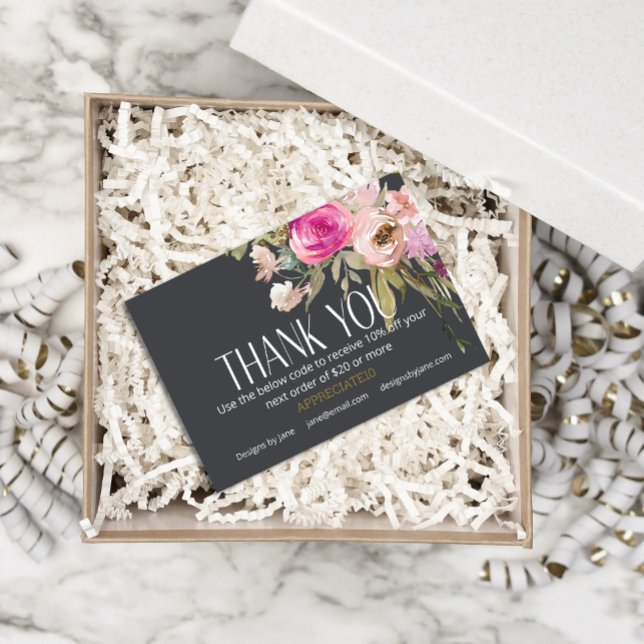 Small Business Coupon Dusty Pink Floral Thank You Enclosure Card (Creator Uploaded)