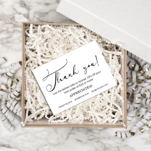 Small Business Coupon Simple Script Thank You Enclosure Card
