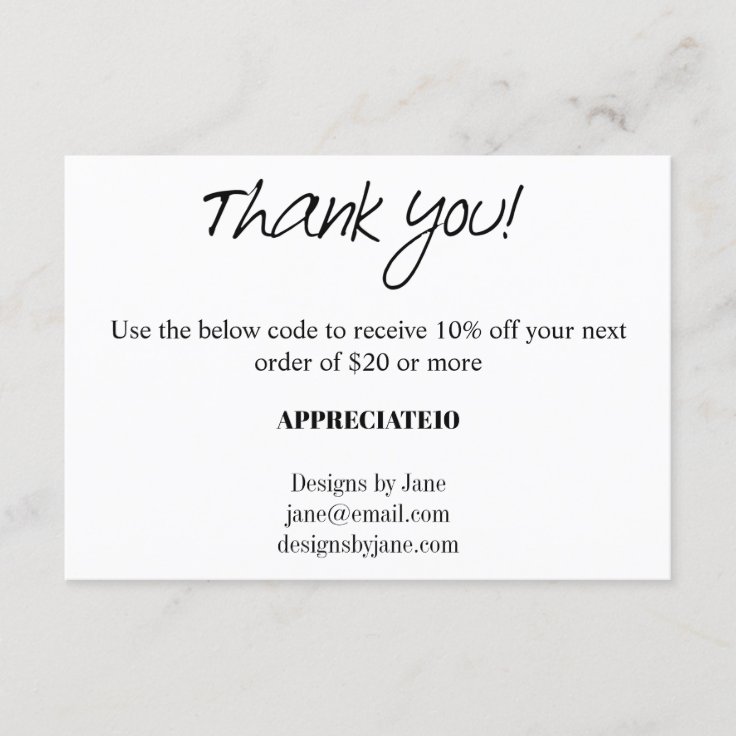 Small Business Coupon Thank You Insert Card | Zazzle