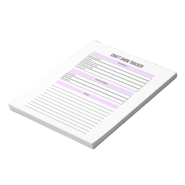 Small Business Craft Show Tracker Planner Notepad (Rotated)