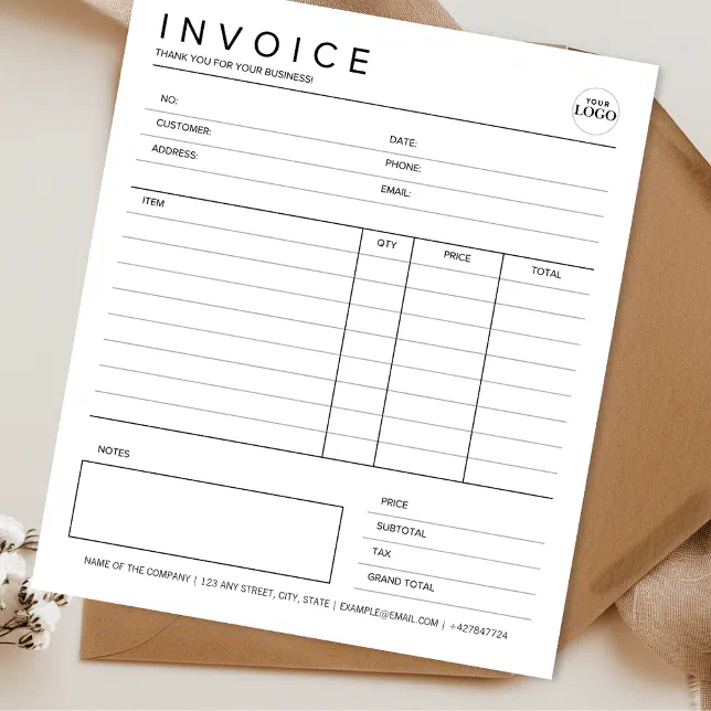 Small Business Custom Invoice Minimalist Receipt Notepad | Zazzle