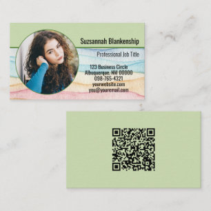 Small Business Custom Round Photo and QR Code Business Card