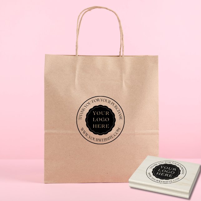 Small Business Custom Wood Art Stamp with Logo (custom business stamp)