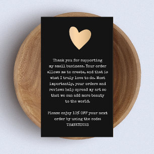 Small Business Customer Thank You Gold Heart Business Card
