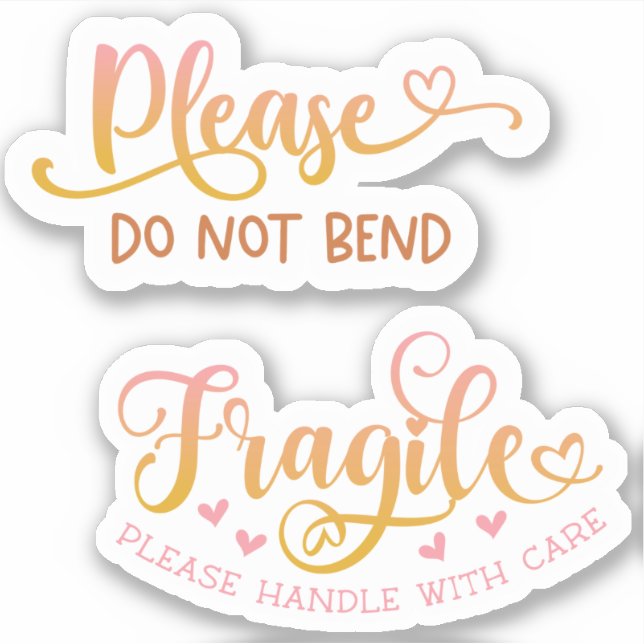 Small Business Cute Pink Fragile Shipping  Sticker (Front)