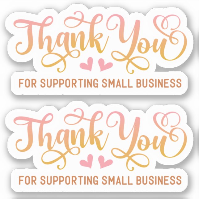 Small Business Cute Pink Thank You Sticker (Front)