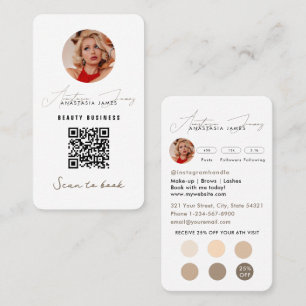 Small Business Discount Loyalty QR Code Boho Beige Card