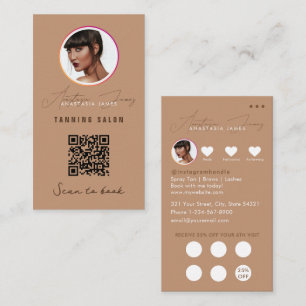 Small Business Discount Loyalty QR Code Spray Tan Card
