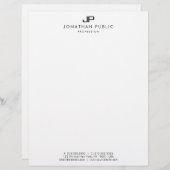 Small Business Elegant Black White Monogrammed Letterhead (Front/Back)
