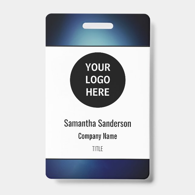 Small Business Employee ID Company Logo Barcode Badge (Front)