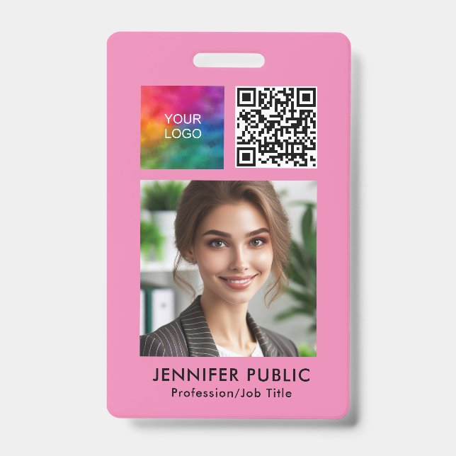 Small Business Employee QR Code Logo Template Badge (Front)