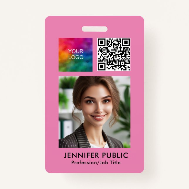 Small Business Employee QR Code Logo Template Badge (Front)