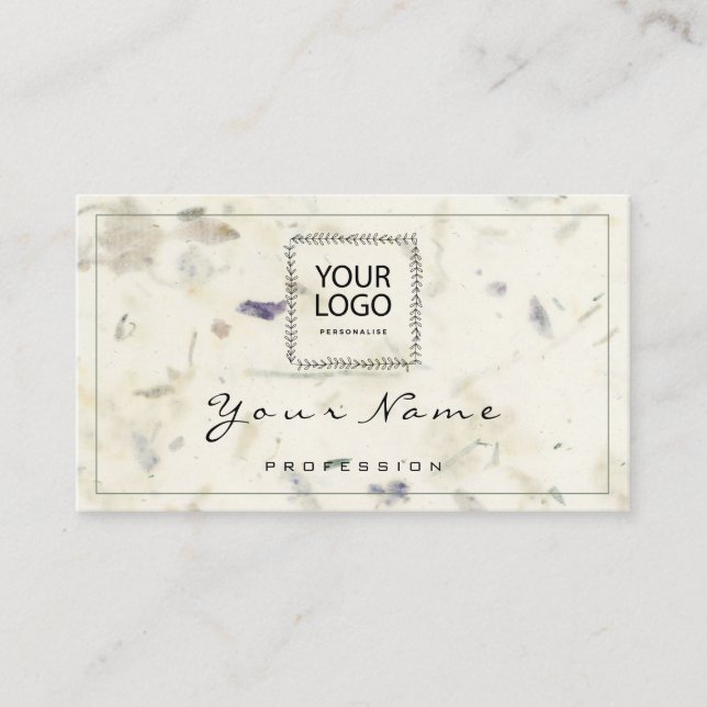Small Business Floral QR LOGO Natural Organic Bio Card (Front)