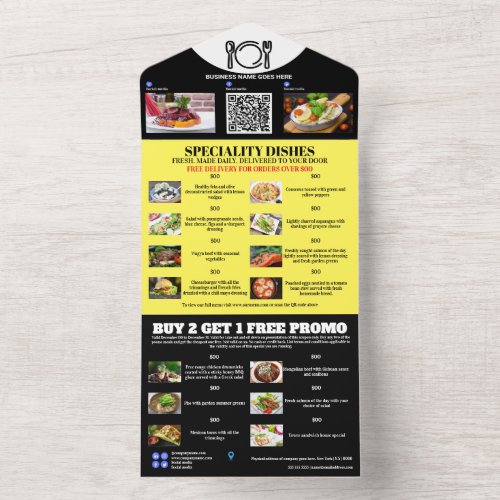 Small business food delivery DIY photo logo black  All In One Invitation