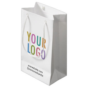 Small Business Gift Bag Custom Logo 8.5 inch White