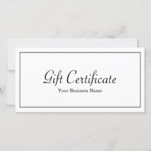 Small Business Gift Certificate Card