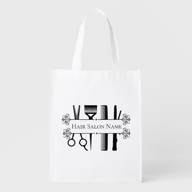 Small Business Hair Stylist Salon Custom Grocery Bag (Front)