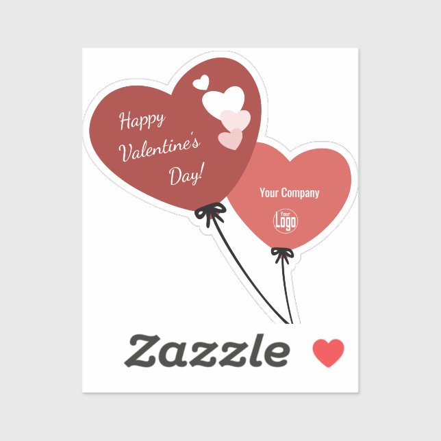 Small Business Happy Valentine's Day Two Balloons Sticker (Sheet)