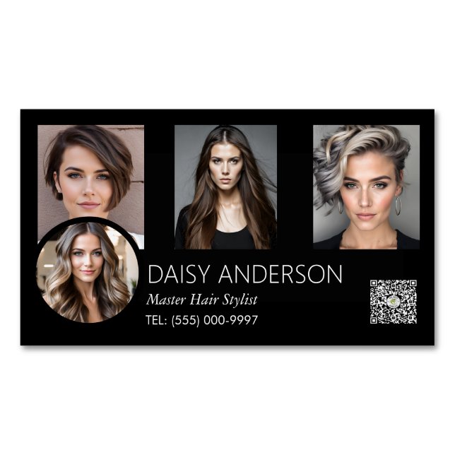 small business home hair stylist hairdresser salon business card magnet (Front)