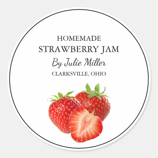 Small Business Homemade Strawberry Jam Label (Front)