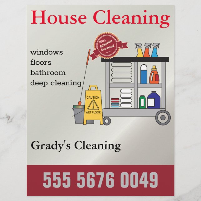Small Business House Cleaning Service Flyer (Front)