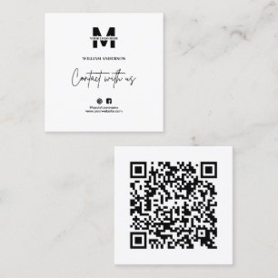 Small Business Instagram Facebook QR Code Modern Square Business Card
