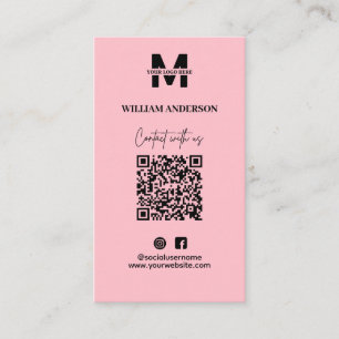 Small Business Instagram Facebook QR Code Pink Enclosure Card