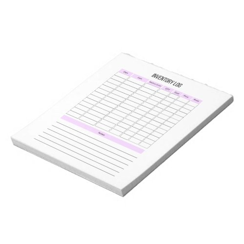 Small Business Inventory Log Planner Notepad