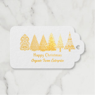 Small Business Logo Christmas Trees Metallic Print Foil Gift Tags