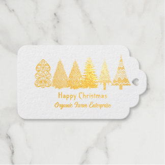 Small Business Logo Christmas Trees Metallic Print Foil Gift Tags