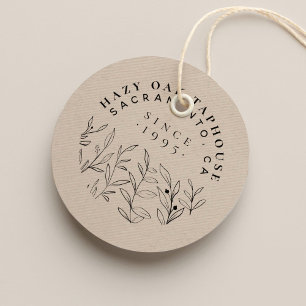 Small Business Logo   Cute Leaves & Classy Text  Rubber Stamp