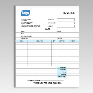 Small Business Logo Personalized Invoice Notepad