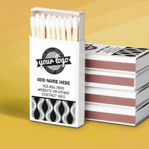 Small Business Logo Text Funky Design Black White Matchboxes
