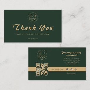 Small Business Logo Thank You QR Card Olive Gold