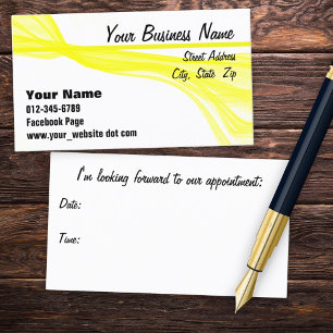 Small Business Marketing Yellow Streaks Appointment Card