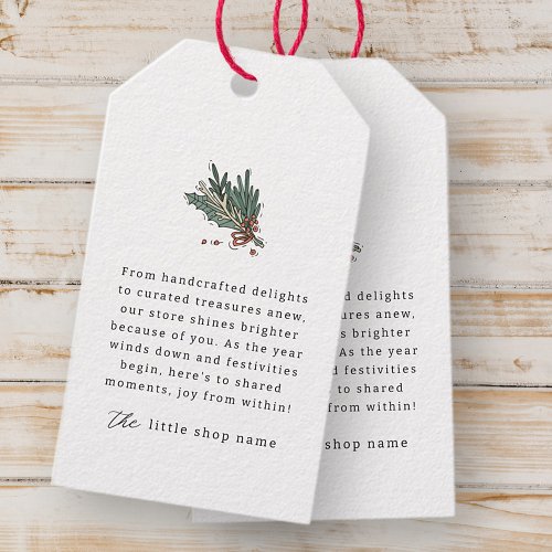 Small Business Modern Minimalist Holiday Thank You Gift Tags