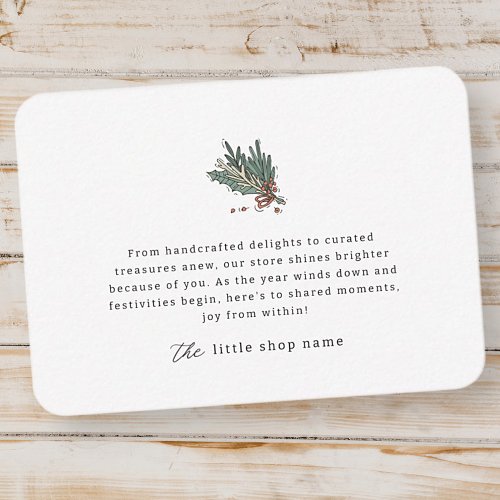 Small Business Modern Minimalist Holiday Thank You Note Card