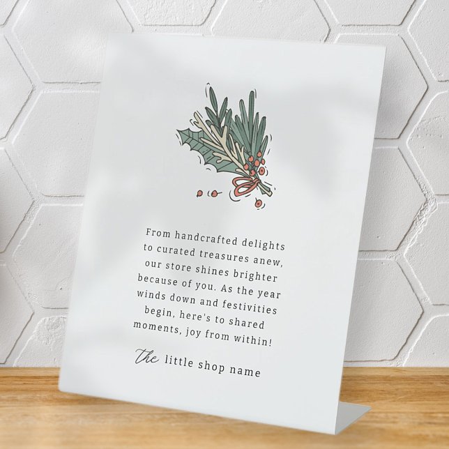 Small Business Modern Minimalist Holiday Thank You Pedestal Sign (Creator Uploaded)