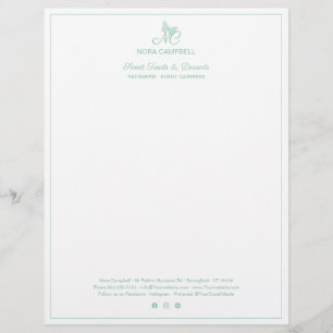 Small Business Monogram Social Media Mint Border Letterhead