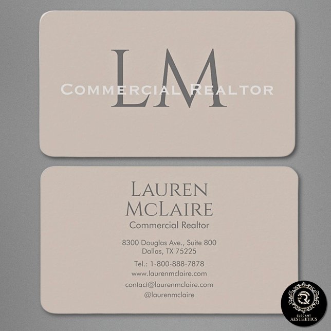 Small Business Monogram Taupe Gray Card (Creator Uploaded)