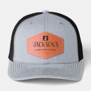 Small Business Name Monogram Company Leather Patch Hat