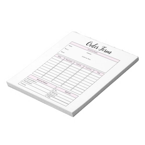 Small Business Order Form Notepad