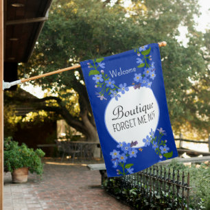 Small business outdoor sign blue floral Boutique