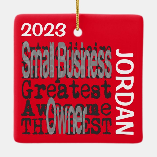 Small Business Owner Extraordinaire CUSTOM Ceramic Ornament (Back)