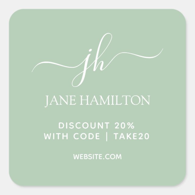 Small Business Packaging Discount Code Square Sticker (Front)
