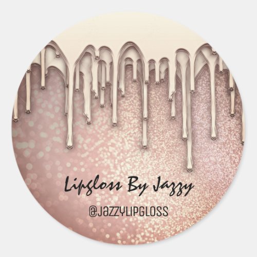 Small Business Packaging Rose Gold Drips Classic Round Sticker
