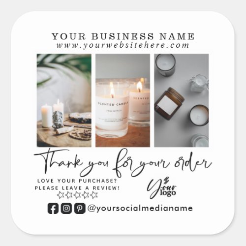 Small Business Photo Thank You Review Request Square Sticker
