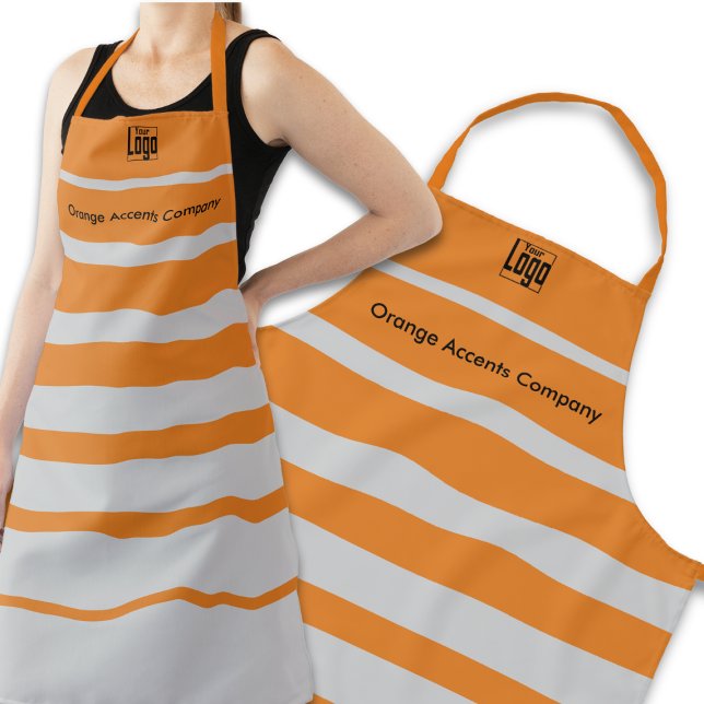 Small Business Promotion Logo Name Gray Orange Apron (Creator Uploaded)